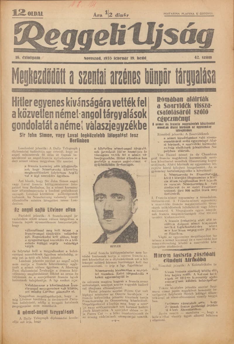 Reggeli Újság, 16. évf. 1935. február 19. 42. sz.