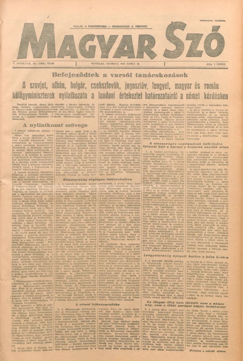 Magyar Szó, 5. évf. 1948. június 26. 151. sz. 1–4. oldal