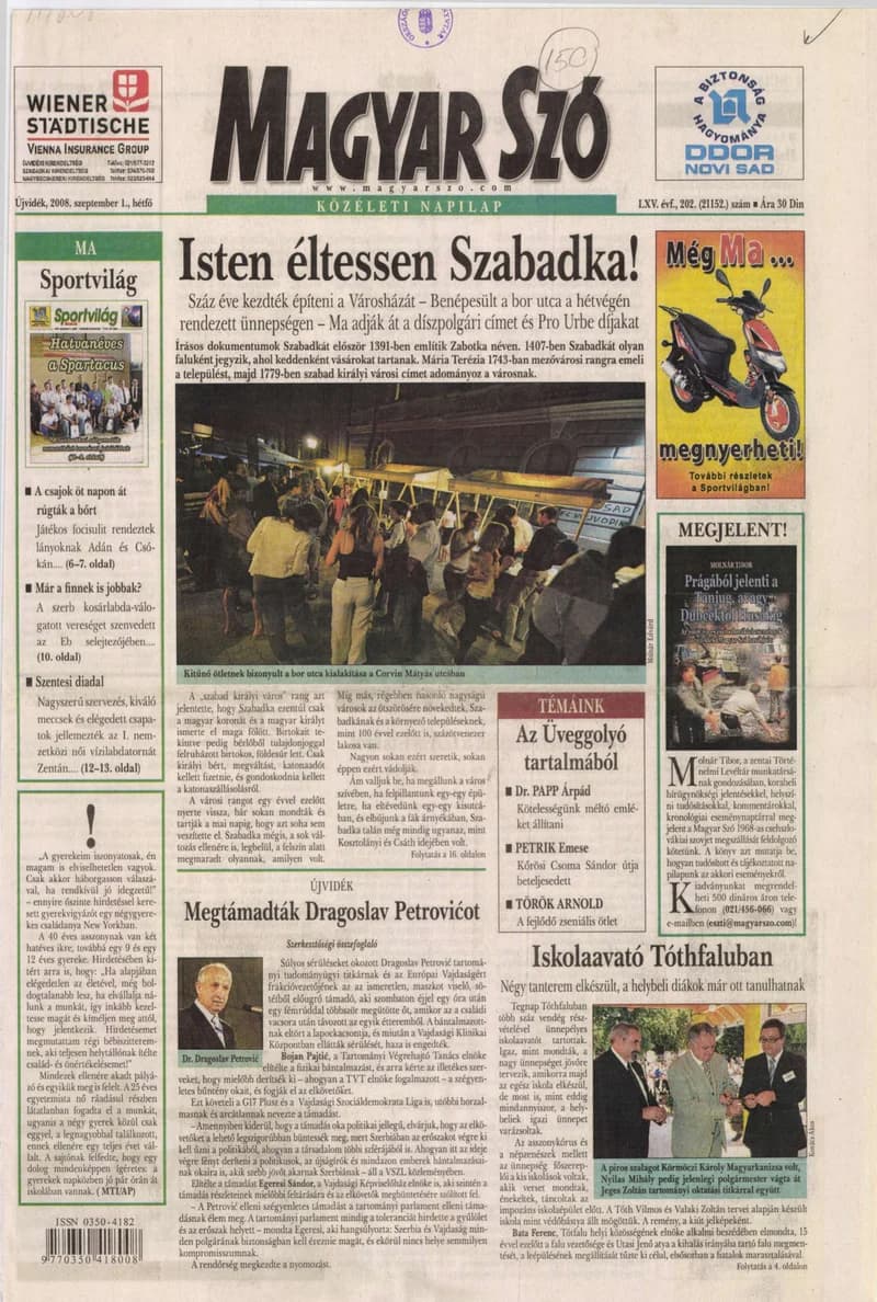 Magyar Szó, 65. évf. 2008. szeptember 1. 202. sz. 1–16. oldal