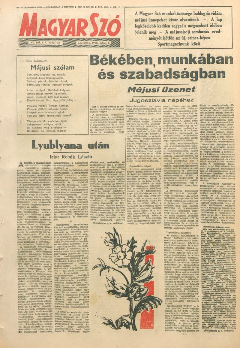 Magyar Szó, 15. évf. 1958. május 1. 119. sz. 1–28. oldal