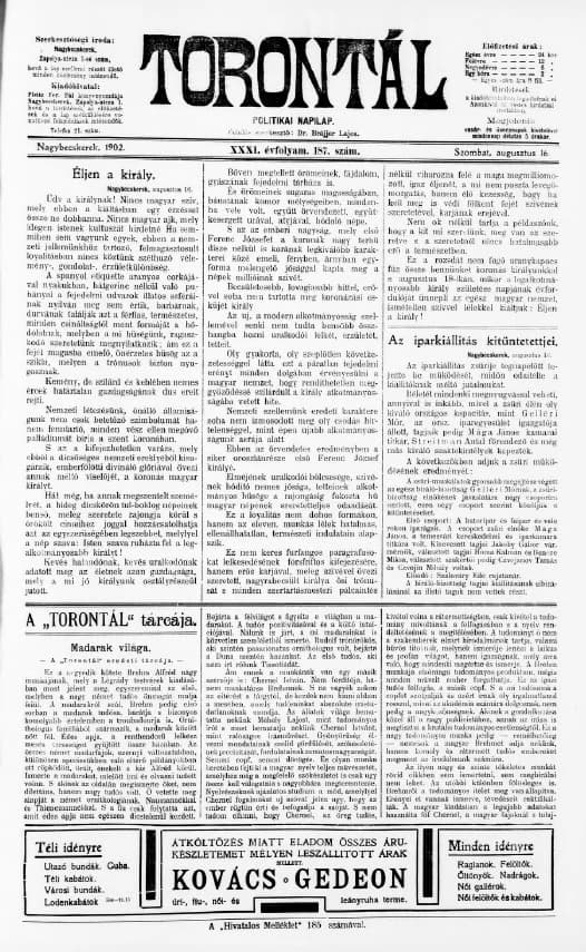 Torontál, 31. évf. 1902. augusztus 16. 187. sz.
