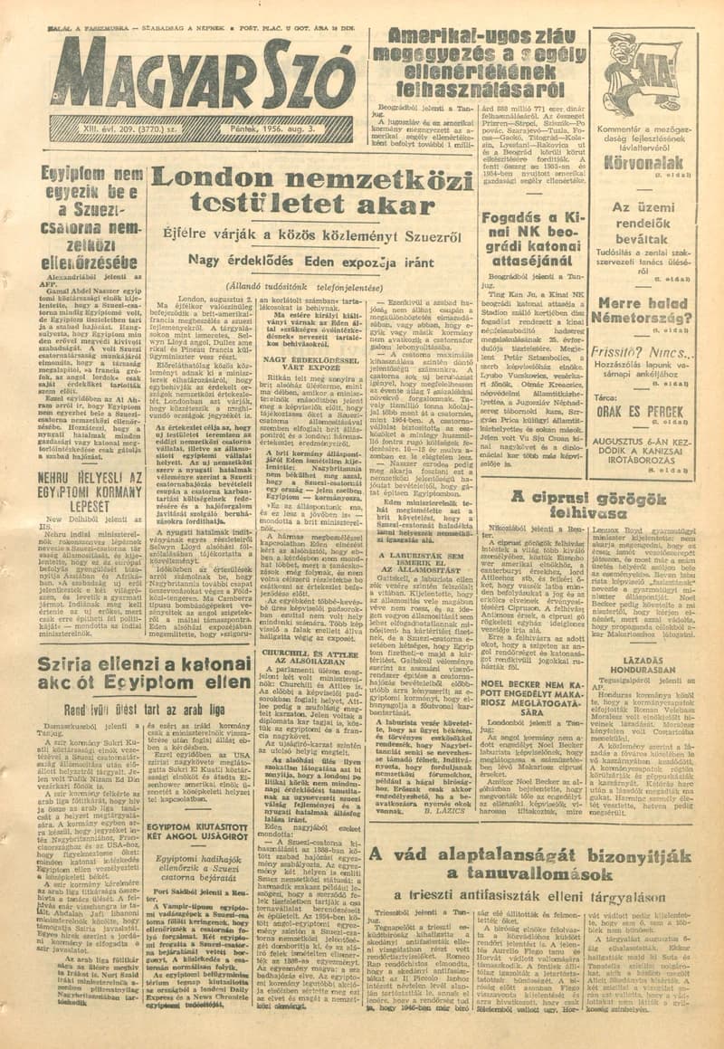 Magyar Szó, 13. évf. 1956. augusztus 3. 209. sz. 1–8. oldal