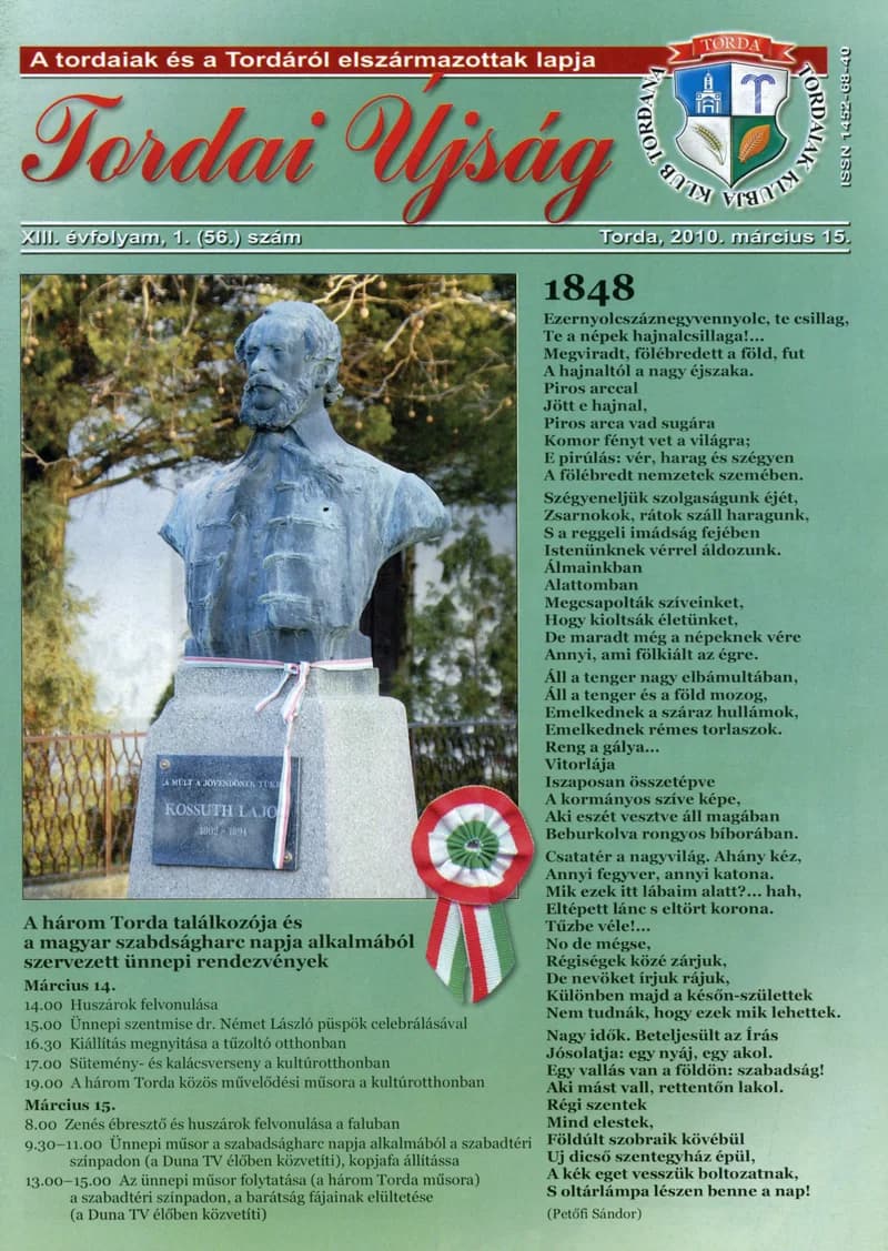 Tordai Újság, 13. évf. 2010. március 15. 1. sz. 1–28. oldal