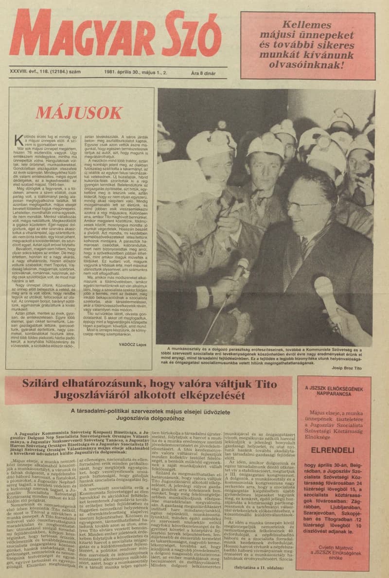 Magyar Szó, 38. évf. 1981. április 30. – május 2. 118. sz.