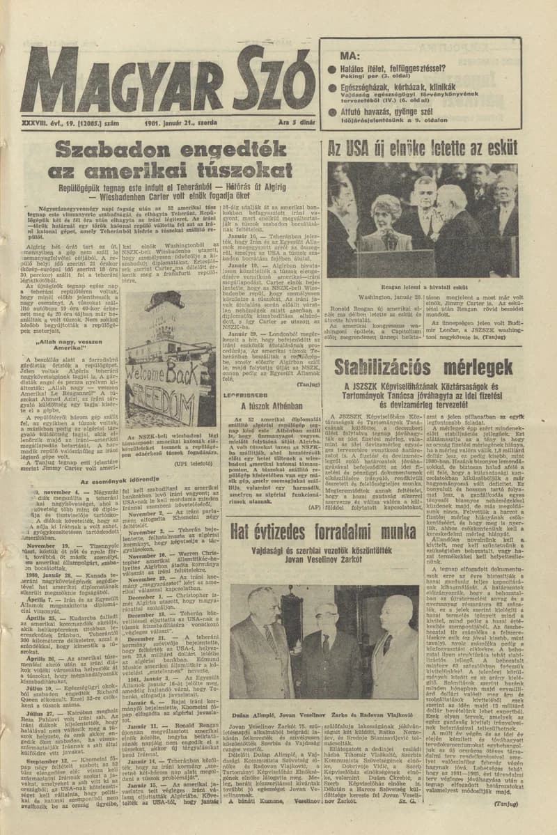 Magyar Szó, 38. évf. 1981. január 21. 19. sz. 1–20. oldal