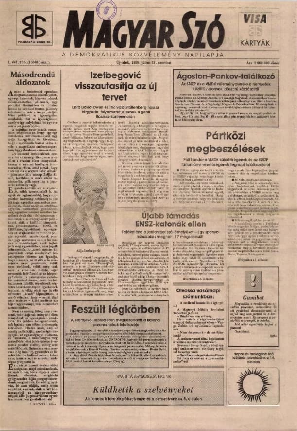 Magyar Szó, 50. évf. 1993. július 31. 205. sz. 1–16. oldal
