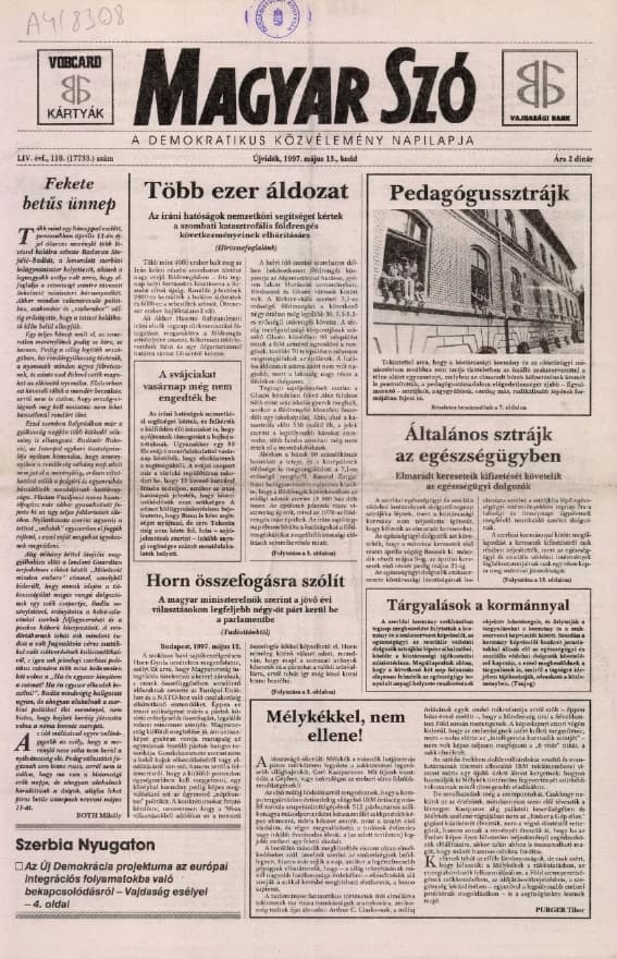 Magyar Szó, 54. évf. 1997. május 13. 110. sz. 1–16. oldal