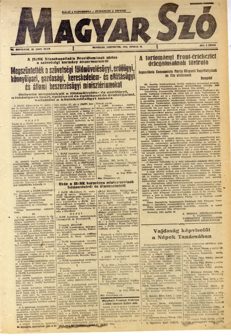 Magyar Szó, 7. évf. 1950. április 13. 88. sz. 1–4. oldal