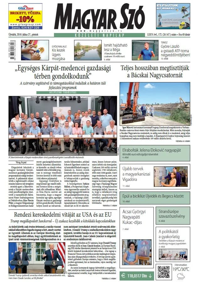 Magyar Szó, 75. évf. 2018. július 27. 172. sz. 1–16. oldal