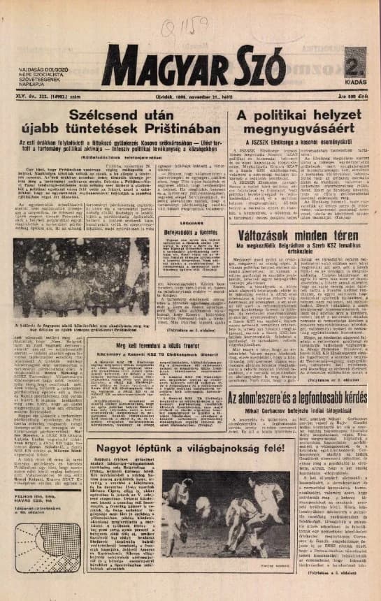 Magyar Szó, 45. évf. 1988. november 21. 322. sz.