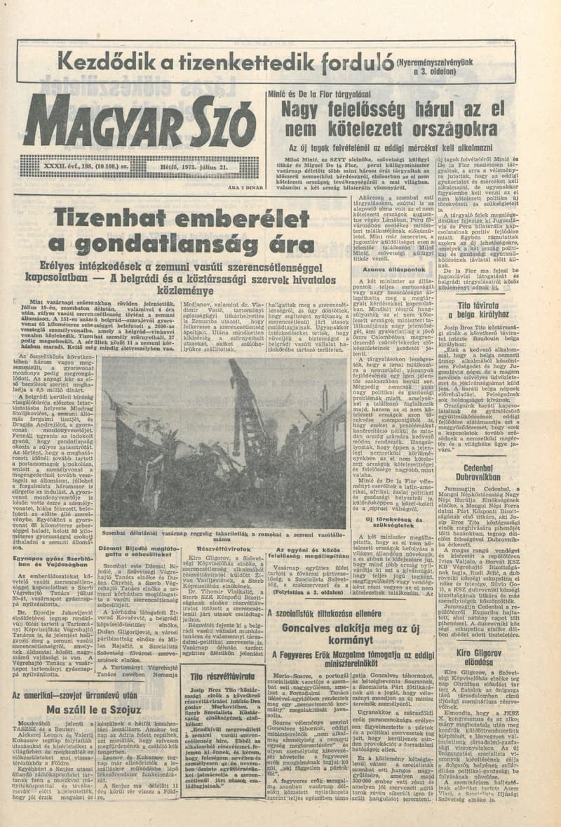 Magyar Szó, 32. évf. 1975. július 21. 198. sz.