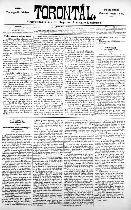 Torontál, 11. évf. 1882. május 18. 20. sz.