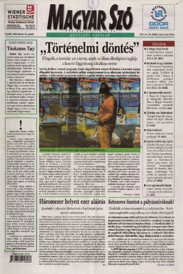 Magyar Szó, 65. évf. 2008. február 15. 36. sz. 1–20. oldal