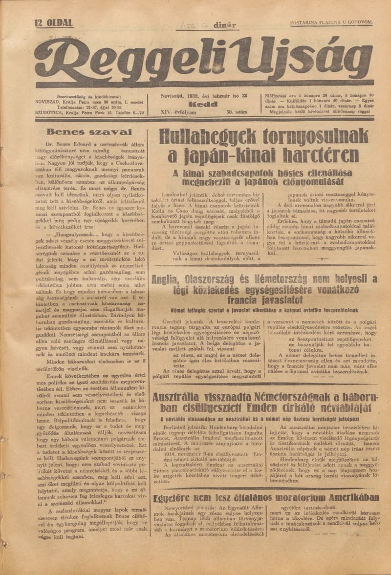 Reggeli Újság, 14. évf. 1933. február 28. 50. sz.
