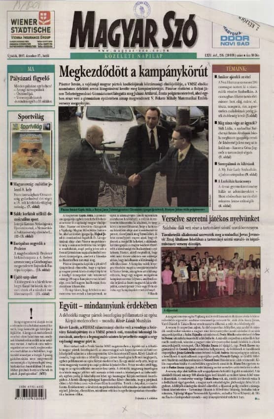 Magyar Szó, 64. évf. 2007. december 17. 295. sz. 1–12. oldal