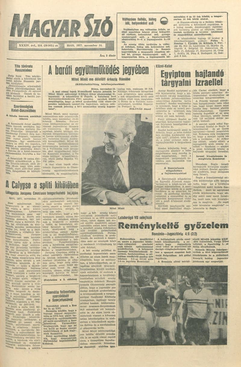 Magyar Szó, 34. évf. 1977. november 14. 314. sz.