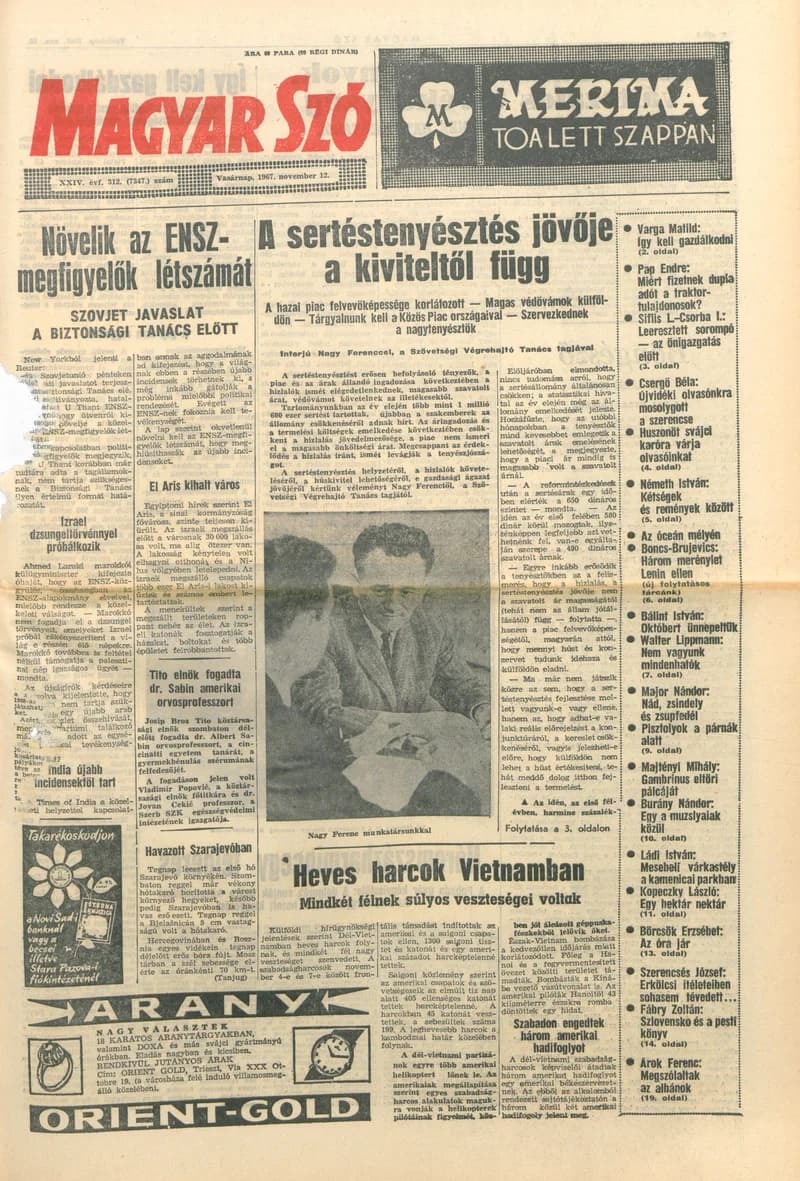 Magyar Szó, 24. évf. 1967. november 12. 312. sz. 1–24. oldal