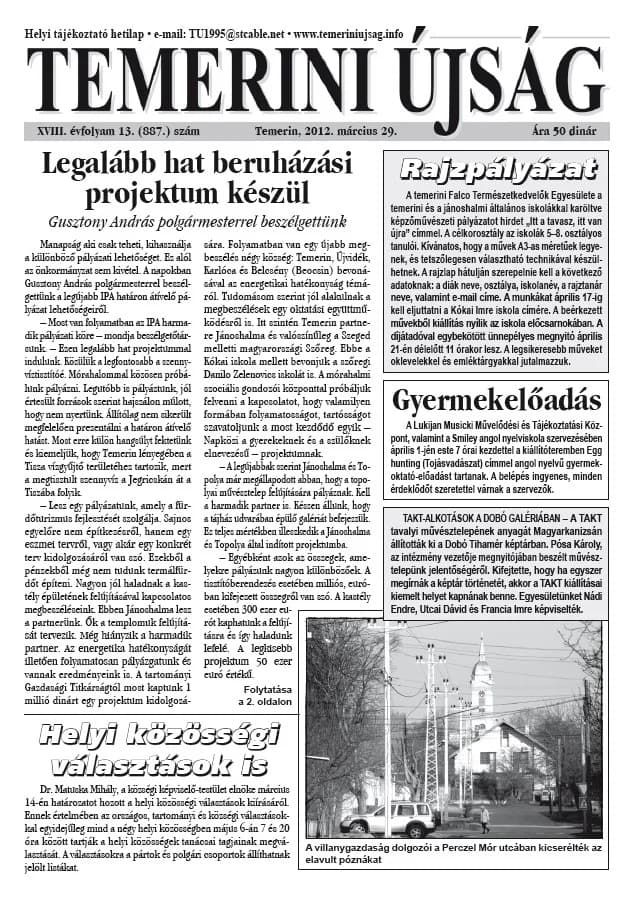 Temerini Újság, 18. évf. 2012. március 29. 13. sz.