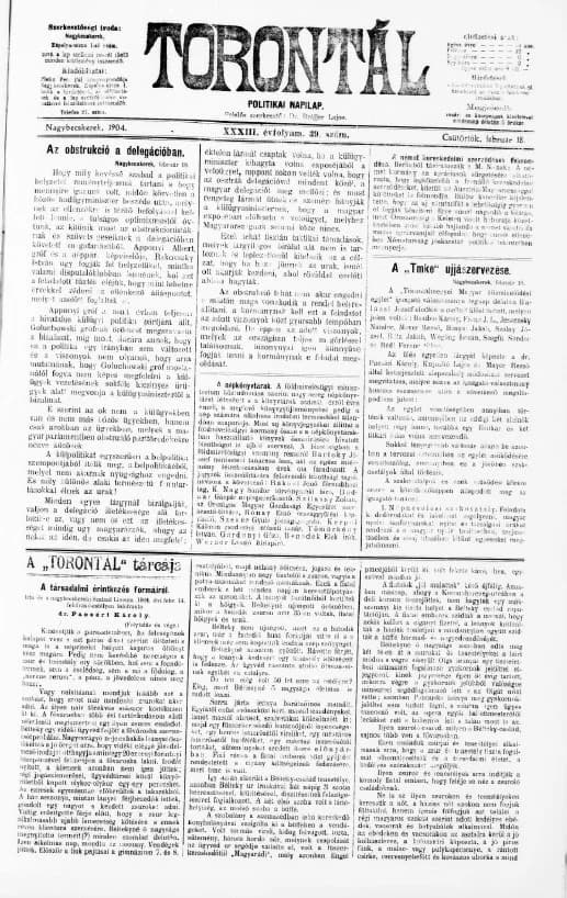 Torontál, 33. évf. 1904. február 18. 39. sz.