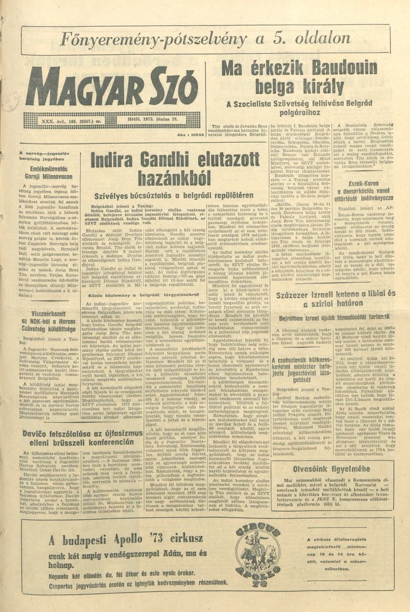 Magyar Szó, 30. évf. 1973. június 18. 165. sz. 1–8. oldal