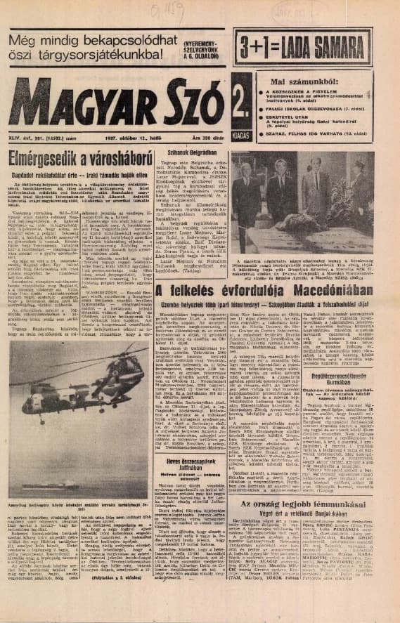 Magyar Szó, 44. évf. 1987. október 12. 281. sz. 1–20. oldal