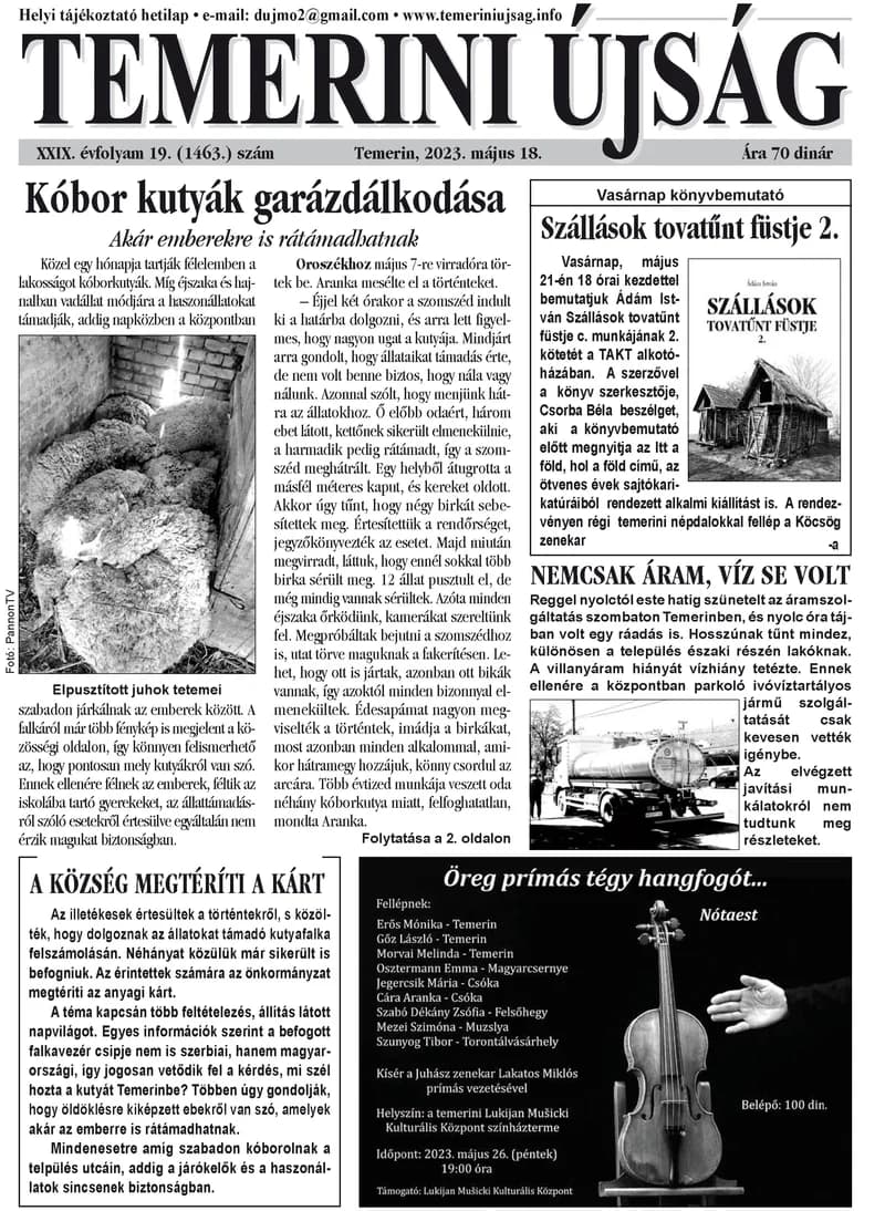 Temerini Újság, 29. évf. 2023. május 18. 19. sz.