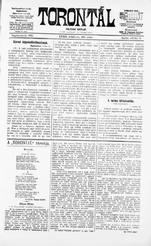 Torontál, 32. évf. 1903. október 14. 233. sz.