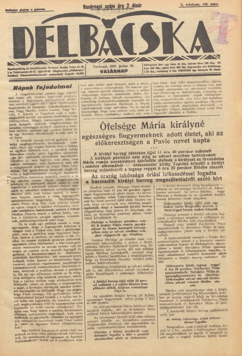 Délbácska, 10. évf. 1929. június 30. 150. sz.