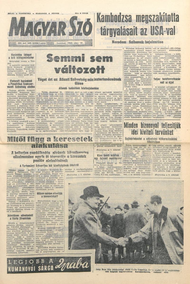 Magyar Szó, 21. évf. 1964. december 19. 349. sz. 1–12. oldal