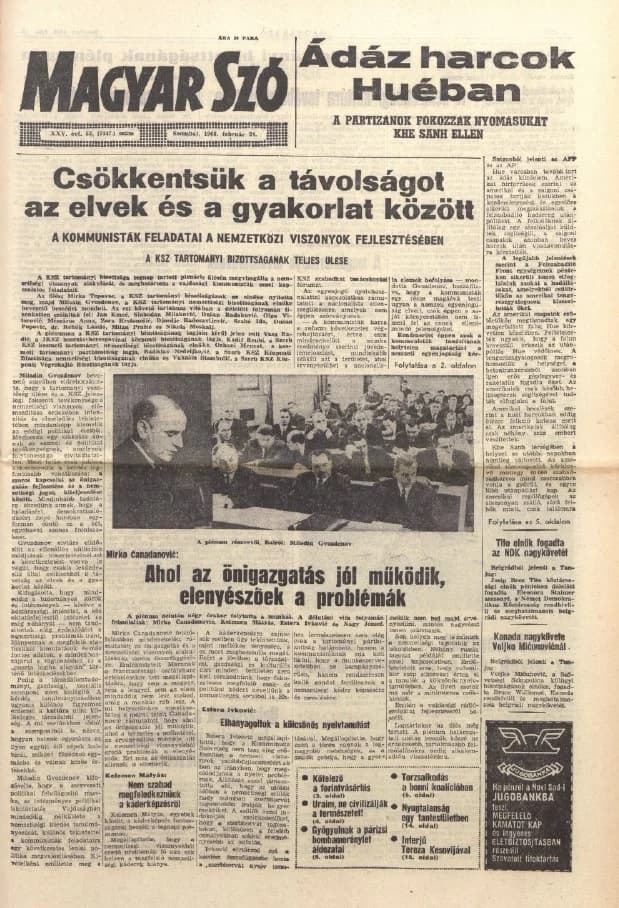 Magyar Szó, 25. évf. 1968. február 24. 53. sz. 1–20. oldal