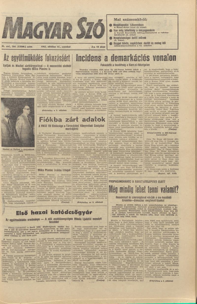 Magyar Szó, 40. évf. 1983. október 15. 284. sz.