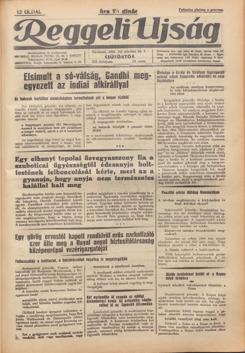 Reggeli Újság, 12. évf. 1931. március 5. 53. sz.