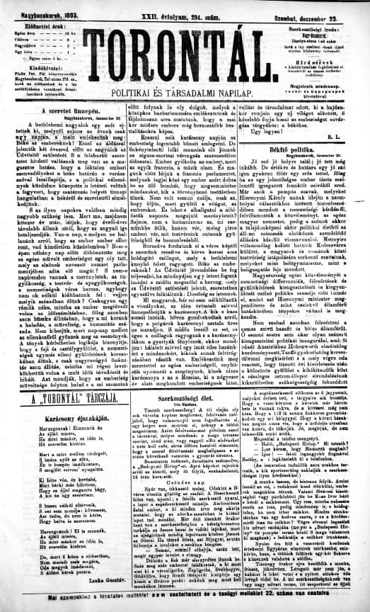 Torontál, 22. évf. 1893. december 23. 294. sz.