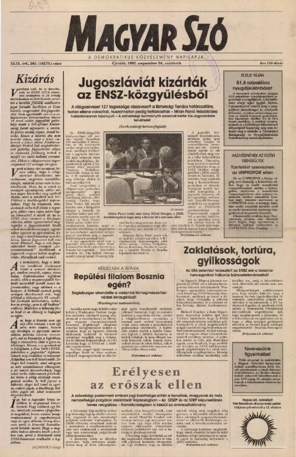Magyar Szó, 49. évf. 1992. szeptember 24. 263. sz. 1–16. oldal