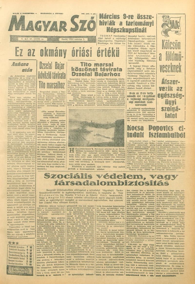 Magyar Szó, 10. évf. 1953. március 3. 61. sz. 1–10. oldal
