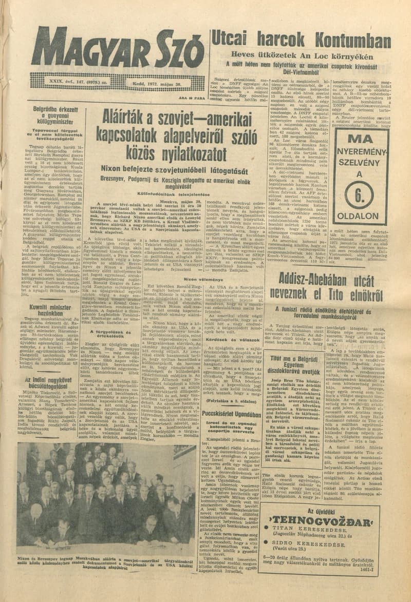 Magyar Szó, 29. évf. 1972. május 30. 147. sz. 1–20. oldal