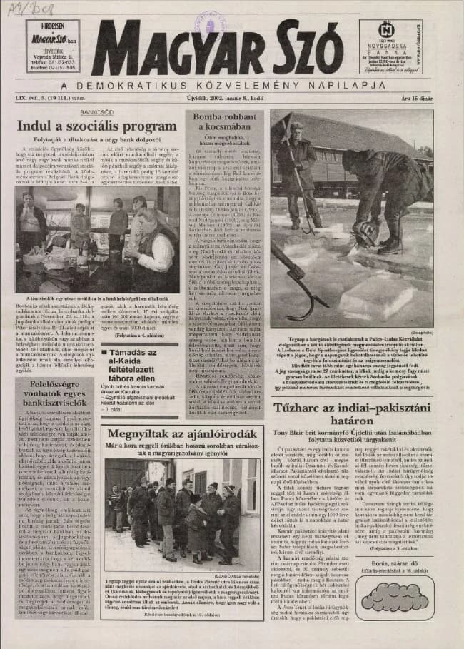 Magyar Szó, 59. évf. 2002. január 8. 5. sz. 1–16. oldal