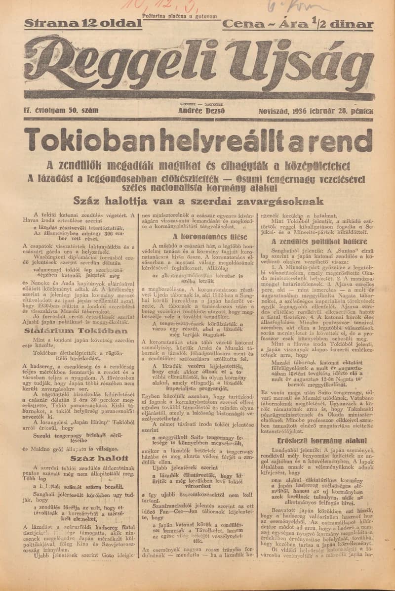 Reggeli Újság, 17. évf. 1936. február 28. 50. sz.