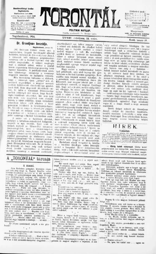 Torontál, 33. évf. 1904. január 19. 14. sz.