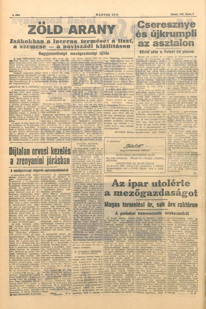 Magyar Szó, 19. évf. 1962. június 1. 149. sz. 1–14. oldal