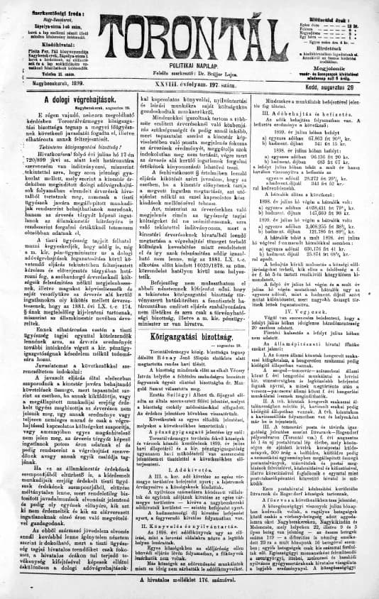 Torontál, 28. évf. 1899. augusztus 29. 197. sz.