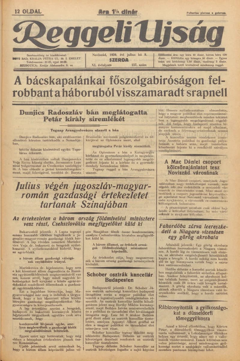 Reggeli Újság, 11. évf. 1930. július 9. 157. sz.