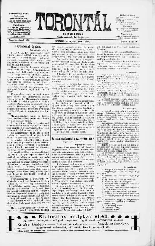 Torontál, 33. évf. 1904. május 9. 106. sz.