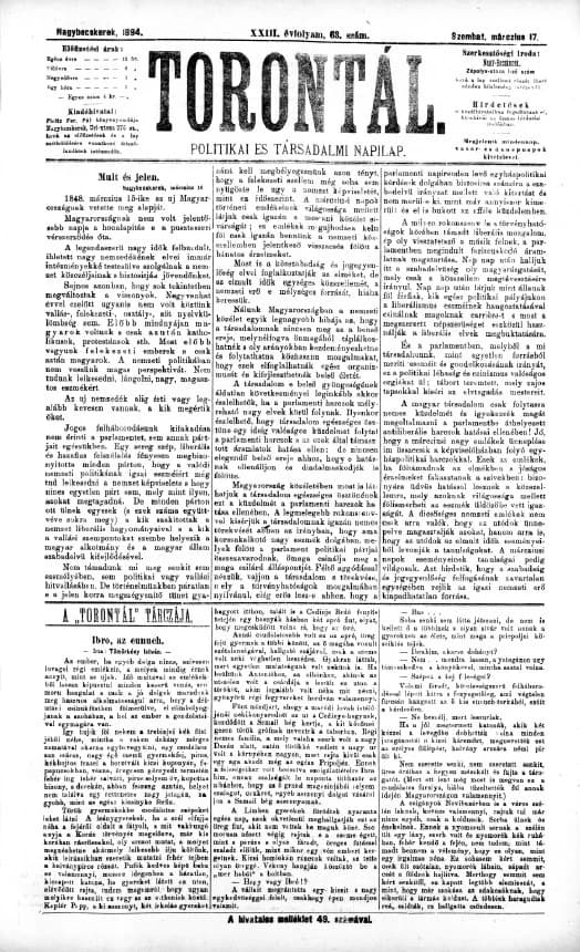 Torontál, 23. évf. 1894. március 17. 63. sz.