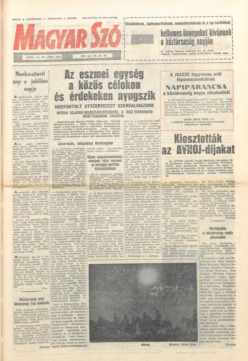 Magyar Szó, 23. évf. 1966. november 28. – 30. 327. sz.