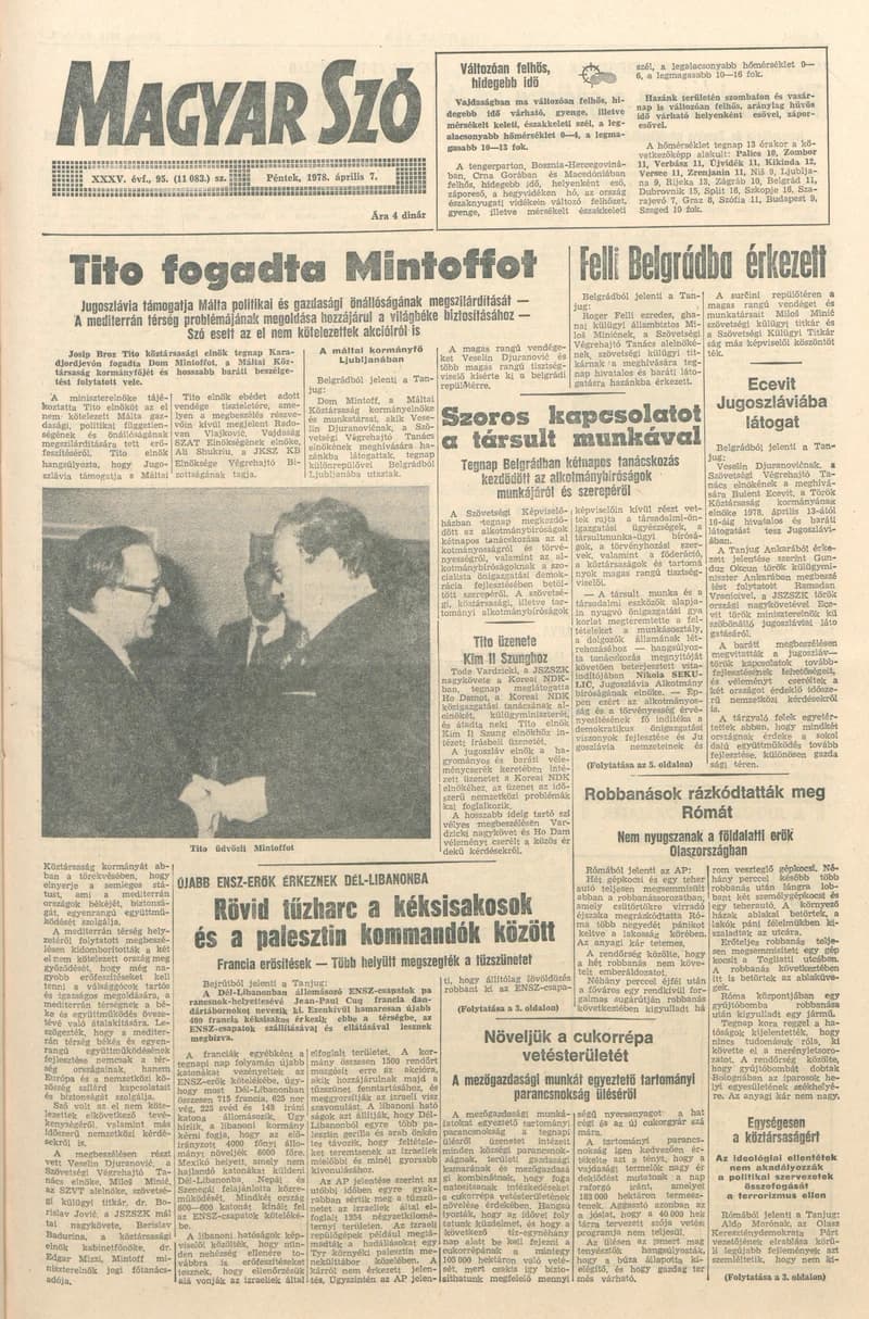 Magyar Szó, 35. évf. 1978. április 7. 95. sz. 1–16. oldal