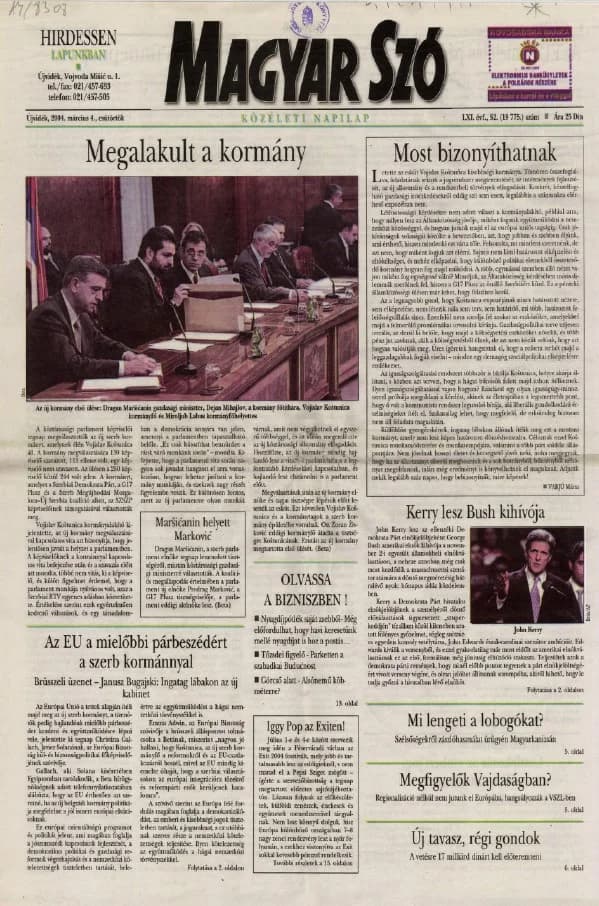 Magyar Szó, 61. évf. 2004. március 4. 52. sz. 1–20. oldal