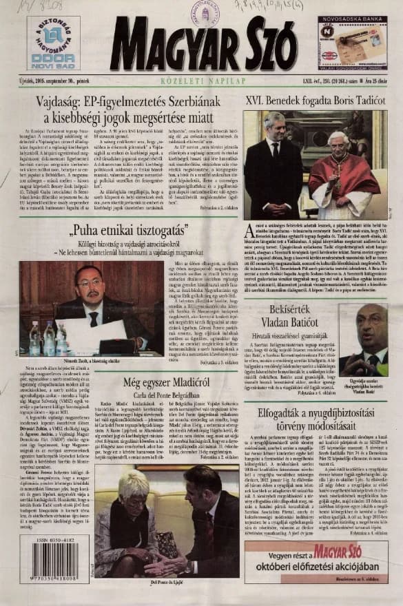 Magyar Szó, 62. évf. 2005. szeptember 30. 230. sz. 1–20. oldal