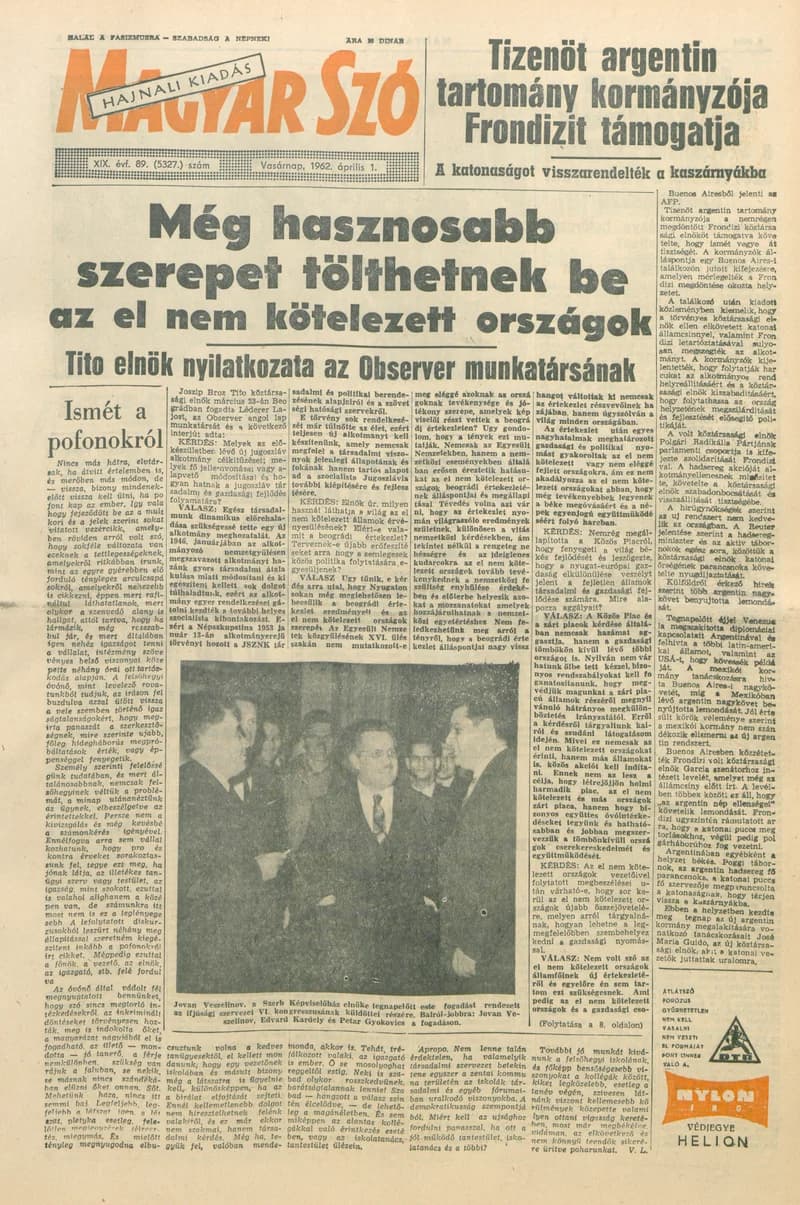 Magyar Szó, 19. évf. 1962. április 1. 89. sz. 1–24. oldal