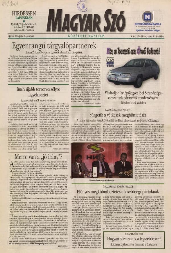 Magyar Szó, 60. évf. 2003. július 31. 179. sz. 1–16. oldal
